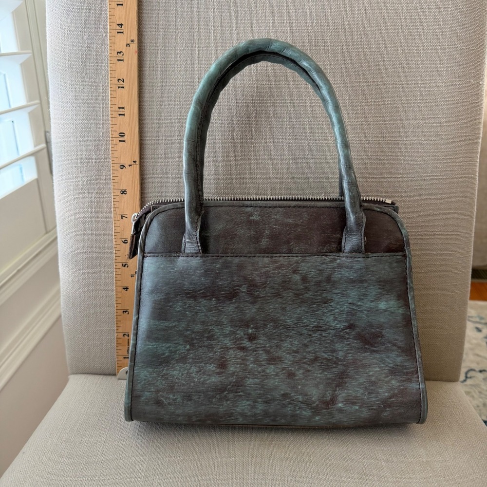 Patricia Nash Turquoise Tooled Leather Floral‎ Satchel Bag P018133 Brown Tassel - Picture 3 of 7